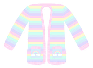 Custom Ultra Pastel Rainbow Striped Cardigan for Rin