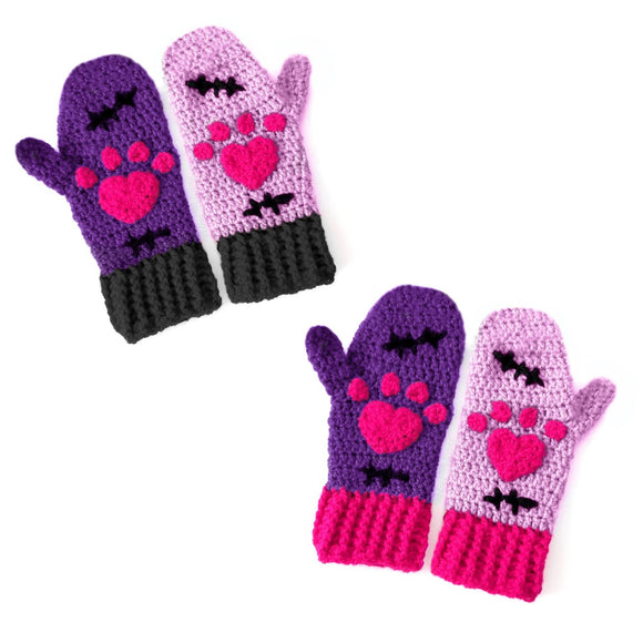 Black Heart Gloves knitting gloves, Black Finge - Artmosfair